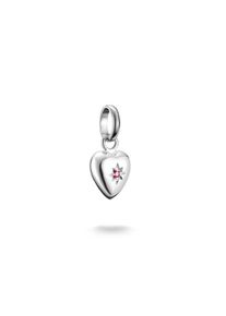 Thomas Sabo Damen Charm Herz "Charm Herz mit Stern - Connect, CC1234-011-10, CC1234-414-14", bunt, Silber 925, recycelt, Charms, mit Rubin (synth.),