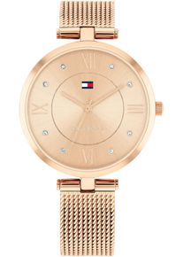 Tommy Hilfiger Damen Quarzuhr "ELLA", gold, Armbanduhren, Armbanduhr, Damenuhr, Glaskristalle, analog, Edelstahlarmband