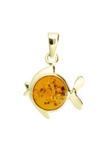 OSTSEE-SCHMUCK Damen Ketten-Anhänger "OSTSEE-SCHMUCK Anhänger Fisch Anhänger Fisch", 22 x 15mm, Gelbgold 333, 1.3 g, gelb, Gelbgold 333,