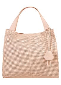 CLUTY Damen Shopper, rosa, Leder, Strukturmuster, Taschen, echt Leder, Made in Italy