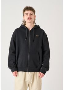 Cleptomanicx Herren Kapuzensweatshirt "Ligull Boxy", schwarz, casual, Gr. L, bestickt, 100% Baumwolle, Sweatshirts, Mit Reißverschluss