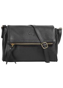 CLUTY Damen Umhängetasche, schwarz, Leder, glänzend, Taschen, echt Leder, Made in Italy