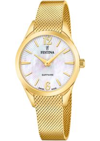 Festina Damen Quarzuhr "Grace"goldfarben, perlmuttfarben, Armbanduhren, Armbanduhr, Damenuhr, Swiss Made, Edelstahlarmband, Saphirglas