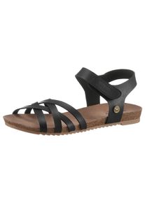 Mustang Shoes Damen Riemchensandale, Gr. 38, schwarz, Lederimitat, unifarben, klassisch, Schuhe, Sommerschuh, Sandalette, Klettschuh, mit