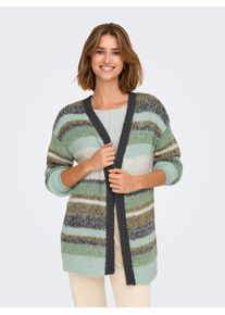 Only Damen Longstrickjacke "ONLALYSSA L/S LIFE CARDIGAN CC KNT", grau, modisch, Gr. M, gestreift, Strick, Obermaterial: 100% Polyester, Strickjacken