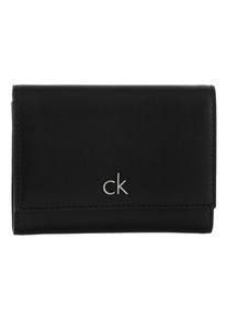 Calvin Klein Geldbörse "CK RE-LOCK MEDIUM TRIFOLD", schwarz, Polyester, Lederimitat, unifarben, klassisch, Kleinlederwaren, Damen Portemonnaie,