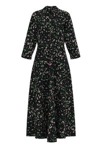 Y.A.S Damen Hemdblusenkleid "YASSAVANNA LONG SHIRT DRESS", schwarz, modisch, Gr. S, bedruckt, Web, Obermaterial: 100% Viskose, Kleider, mit 3/4 Ärmel