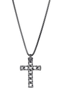 Firetti Damen Kette mit Anhänger "Schmuck Geschenk Edelstahl Halsschmuck Halskette Cross Kreuz", Edelstahl, L: 55cm B: 2,3mm, silber, Edelstahl,