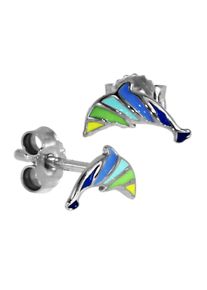 OSTSEE-SCHMUCK Damen Paar Ohrstecker "OSTSEE-SCHMUCK Ohrstecker Delfin Ohrstecker Delfin", 9 x 5mm, Silber 925 (Sterlingsilber), bunt, Silber 925