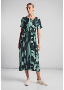 Street One Damen Midikleid, grün, casual, Gr. 44, bedruckt, Web, Obermaterial: 100% Viskose (LENZING ECOVERO), Kleider, mit Allover-Druck