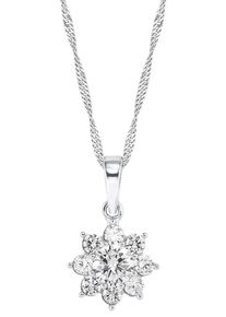 Amor Damen Kette mit Anhänger "Blüte, 9238798", Silber 925 (Sterlingsilber), L: 42cm, bunt, Silber 925 (Sterlingsilber), Halsketten, mit Zirkonia