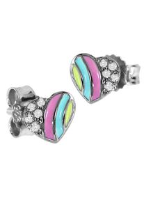 OSTSEE-SCHMUCK Damen Paar Ohrstecker "OSTSEE-SCHMUCK Ohrstecker kleines Herz Ohrstecker kleines Herz", 6 x 6mm, Silber 925 (Sterlingsilber), bunt,