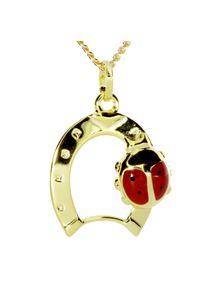 OSTSEE-SCHMUCK Damen Kette mit Anhänger "OSTSEE-SCHMUCK Kette mit Anhänger Hufeisen mit Marienkäfer", 42cm, Gelbgold 333, L: 42cm, gold, Gelbgold