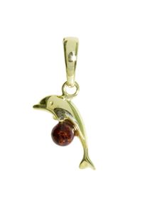 OSTSEE-SCHMUCK Damen Ketten-Anhänger "OSTSEE-SCHMUCK Anhänger Delphin Anhänger Delphin", 25 x 14mm, Silber 925 (Sterlingsilber), 1.5 g, gelb, Silber