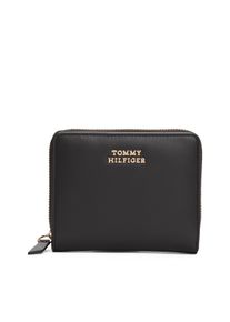 Tommy Hilfiger Geldbörse "TH LEATHER SLG MED ZA FLAP", schwarz, Leder, unifarben, klassisch, Kleinlederwaren, Damen-Geldbeute, Portemonnaie mit