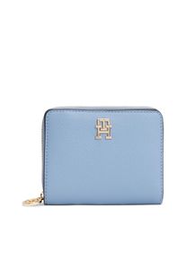 Tommy Hilfiger Geldbörse "TH DISTINCT MED ZA", blau, Lederimitat, feminin, Kleinlederwaren, Damen Geldbeutel, Portemonnaie mit TH-Schmuckelement