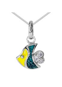 OSTSEE-SCHMUCK Damen Kette mit Anhänger "OSTSEE-SCHMUCK Kette mit Anhänger kleiner Fisch", 40cm, Silber 925 (Sterlingsilber), L: 40cm, braun, Silber