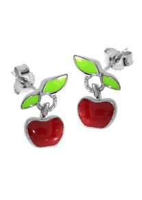 OSTSEE-SCHMUCK Damen Paar Ohrstecker "OSTSEE-SCHMUCK Ohrstecker Apfel Ohrstecker Apfel", 8 x 10mm, Silber 925 (Sterlingsilber), rot, Silber 925