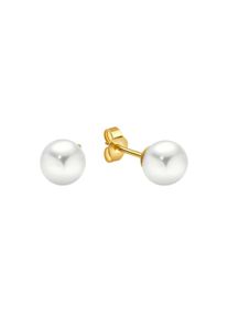 Diamonds by Ellen K. Damen Paar Ohrstecker "Gold 333 Perle weiß 7-7,5mm", ONE-SIZE, Gold, gelb, FASCINATION BY ELLEN K., Gold, Ohrringe