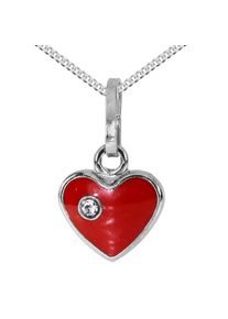 OSTSEE-SCHMUCK Damen Kette mit Anhänger "OSTSEE-SCHMUCK Kette mit Anhänger kleines Herz", 40cm, Silber 925 (Sterlingsilber), L: 40cm, rot, Silber 925