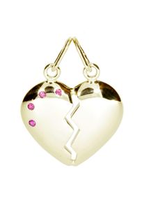 OSTSEE-SCHMUCK Damen Ketten-Anhänger "OSTSEE-SCHMUCK Anhänger geteiltes Herz Anhänger geteiltes Herz", 23 x 17mm, Gelbgold 333, 1.6 g, gelb, Gelbgold