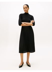 Tommy Hilfiger Damen A-Linien-Kleid "SLIM 5X2 RIB MIX MIDI DRS", schwarz, casual, Gr. XXXL, unifarben, Web, Obermaterial: 95% Viskose, 5% Elasthan,