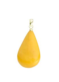 OSTSEE-SCHMUCK Damen Ketten-Anhänger "OSTSEE-SCHMUCK Anhänger Tropfen ca. 38 mm lang - Gold 585/000", 48 x 24mm, Bernstein, 6.5 g, gelb, Bernstein,