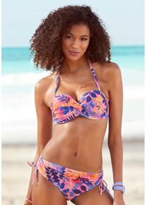 Vivance Damen Bügel-Bandeau-Bikini-Top "Leilani", pink, Gr. 34, floral, bedruckt, Recycling-Polyamid, Bikini-Oberteile, in getwisteter Optik