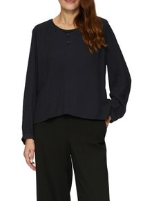 s.Oliver Damen Langarmbluse, blau, casual, Gr. 42, unifarben, Obermaterial: 80% Viskose, 20% Polyamid, Blusen, mit gesmokten Details