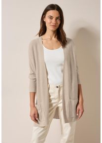 Cecil Damen Cardigan, beige, casual, Gr. XS, unifarben, Web, 50% Baumwolle, 50% Polyacryl, Strickjacken, mit 3/4 Ärmeln