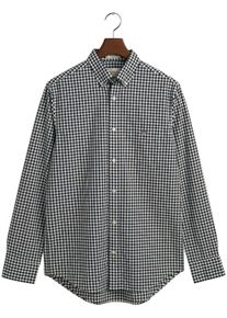 Gant Herren Langarmhemd "REG POPLIN GINGHAM SHIRT", schwarz, casual, Gr. L, kariert, Web, Obermaterial: 100% Baumwolle, Hemden, mit Logostickerei auf