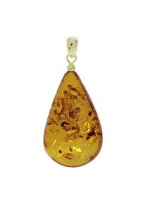 OSTSEE-SCHMUCK Damen Ketten-Anhänger "OSTSEE-SCHMUCK Anhänger Tropfen ca. 38 mm lang - Gold 585/000", 48 x 24mm, Bernstein, 7.6 g, gelb, Bernstein,