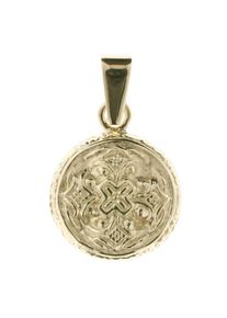 OSTSEE-SCHMUCK Damen Ketten-Anhänger "OSTSEE-SCHMUCK Anhänger Hiddensee 13 mm rund", 21 x 13mm, Silber 925 (Sterlingsilber), 2.0 g, gelb, Silber 925