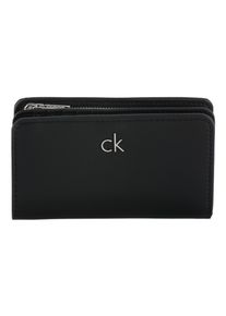 Calvin Klein Geldbörse "CK RE-LOCK MEDIUM BIFOLD", schwarz, Polyester, Lederimitat, unifarben, klassisch, Kleinlederwaren, Damen Geldbeutel,