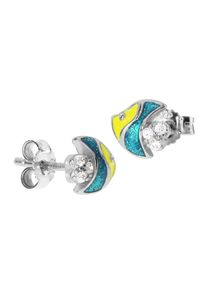 OSTSEE-SCHMUCK Damen Paar Ohrstecker "OSTSEE-SCHMUCK Ohrstecker kleiner Fisch Ohrstecker kleiner Fisch", 7 x 7mm, Silber 925 (Sterlingsilber), blau,