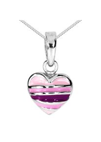 OSTSEE-SCHMUCK Damen Kette mit Anhänger "OSTSEE-SCHMUCK Kette mit Anhänger kleines Herz", 40cm, Silber 925 (Sterlingsilber), L: 40cm, rosa, Silber