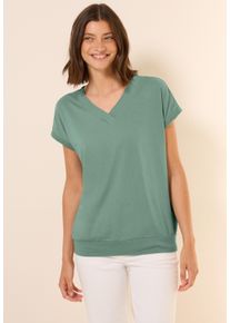 Cecil Damen T-Shirtmatcha grün, casual, Gr. S, unifarben, Web, Stoff, 50% Baumwolle, 50% Modal, Shirts, im soften Baumwoll-Mix