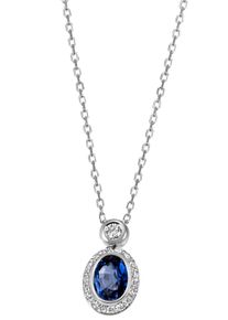 Firetti Damen Kette mit Anhänger "Schmuck Geschenk Silber 925 Halsschmuck Halskette Ankerkette", Silber 925 (Sterlingsilber), L: 45cm, blau, Silber