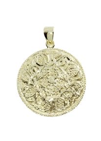 OSTSEE-SCHMUCK Damen Ketten-Anhänger "OSTSEE-SCHMUCK Anhänger Hiddensee 26 mm rund", 35 x 26mm, Gelbgold 333, 4.6 g, gelb, Gelbgold 333,