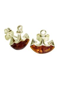 OSTSEE-SCHMUCK Damen Paar Ohrstecker "OSTSEE-SCHMUCK Ohrstecker Anker Ohrstecker Anker", 12 x 12mm, Silber 925 (Sterlingsilber), gelb, Silber 925
