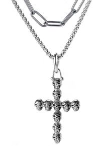 Firetti Damen Kette mit Anhänger "Schmuck Geschenk Skull Cross", Edelstahl, L: 45cm, schwarz, Edelstahl, Halsketten