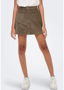 Only Damen Minirock "ONLAMAZING HW CORD SKIRT", braun, modisch, Gr. XS, unifarben, Cord, Obermaterial: 100% Baumwolle, Röcke
