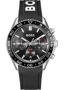BOSS Herren Chronograph "RUNNER", schwarz, Armbanduhren, Quarzuhr, Herrenuhr, Armbanduhr, Stoppfunktion, Edelstahlarmband