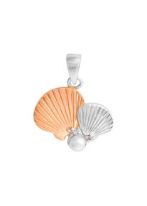 Vivance Damen Ketten-Anhänger "925/- Sterling Silber rhodiniert teils rot vergoldet Muschel", ONE-SIZE, Silber 925 (Sterlingsilber), 1,0 g, bunt,