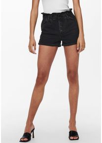 Only Damen Jeansshorts "ONLCUBA LIFE PAPERBAG", schwarz, modisch, Gr. M, unifarben, Denim/Jeans, Obermaterial: 100% Baumwolle, Jeans
