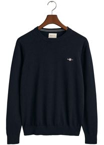 Gant Herren Rundhalspullover "CLASSIC COTTON C-NECK", blau, casual, Gr. M, unifarben, Strick, Jersey, Obermaterial: 100% Baumwolle, Pullover, Premium