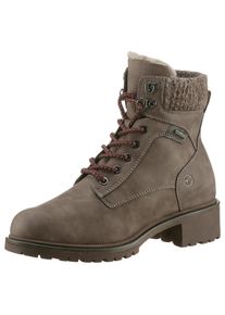 Tamaris Damen Winterboots, Gr. 40, braun, Nubuklederimitat, Textil, used, modisch, Schuhe, Blockabsatz, Schnürboots, Winterstiefelette mit Duo