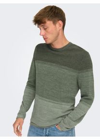 Only & Sons ONLY & SONS Herren Strickpullover "ONSFELIX REG 12 CREW KNIT NOOS", grau, Basic, Gr. XXL, colorblocking, gemustert, Strick, Obermaterial: 100%