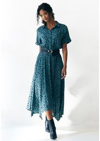 Lascana Damen Druckkleid, grün, modisch, Gr. 34, bedruckt, Web, Obermaterial: 100% Viskose, Kleider, mit Punktedruck und asymmetrischem Saum,