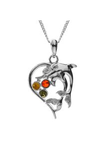 OSTSEE-SCHMUCK Damen Kette mit Anhänger "OSTSEE-SCHMUCK Kette mit Anhänger Delphinpaar", 42cm, Silber 925 (Sterlingsilber), L: 42cm, silber, Silber